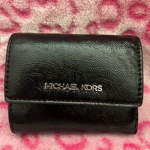 Michael Kors Jet Set Black Patent Compact Trifold Wallet